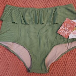 NWT Kortni Jeane Peplum Bottom in Ribbed Spring Green, sz XL